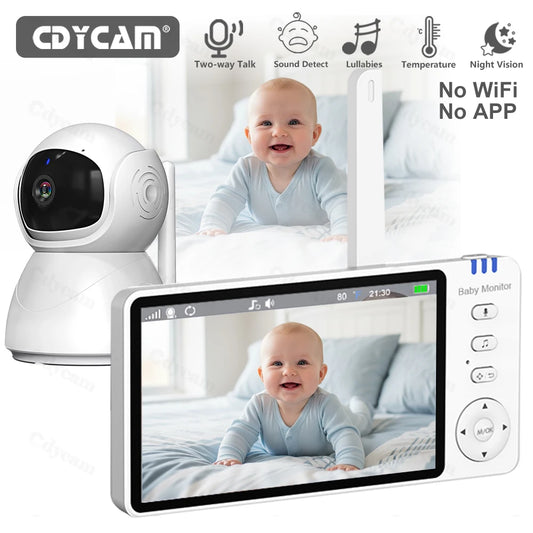 Baby Monitor 5"IPS Video With Pan Tilt Child Camera Wireless 2-Way Audio Night Vision Security Babysitter VOX Wake Up USB Charge