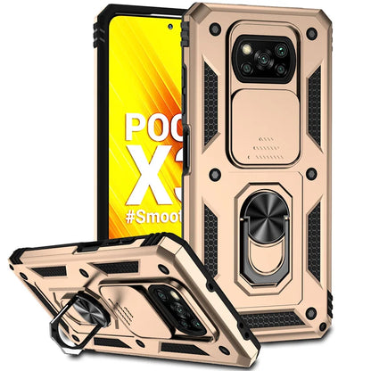 For Xiaomi Poco X3 Pro Case Magnetic Ring Holder Armor Cases For Poko Poxo Pocco Little X 3 NFC X3Pro Slide Camera Protect Cover