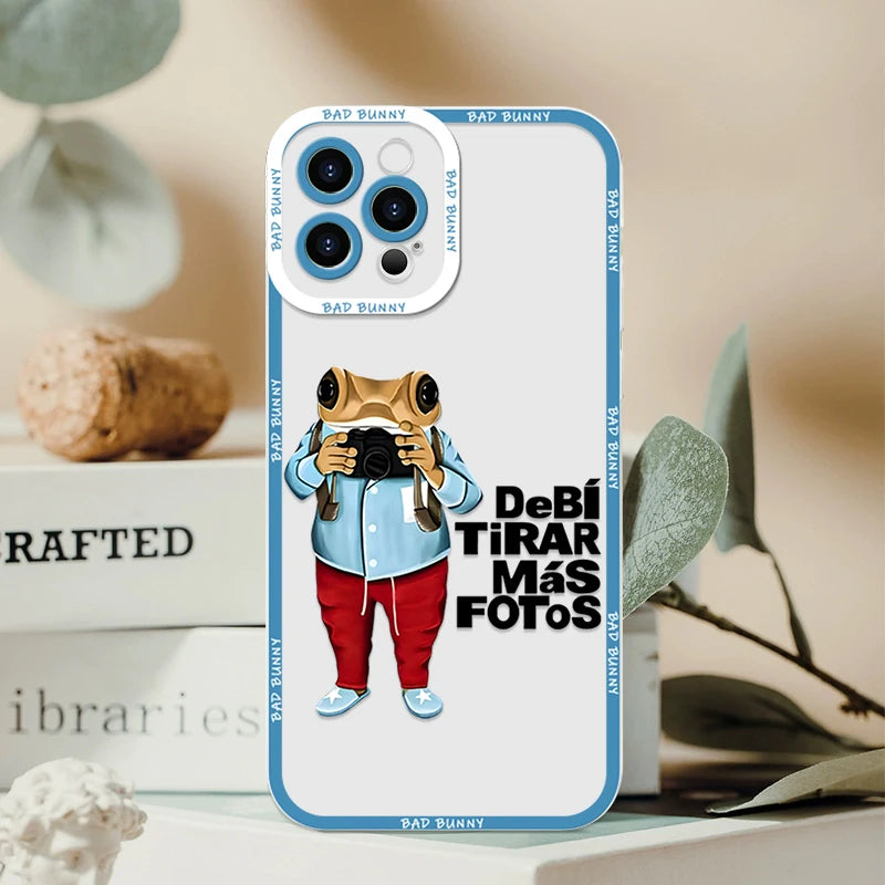 Clear Phone Case for IPhone 16 Pro Max 15 14 13 12 11 Mini X XR XS SE2 7 8 14Plus DTMF Debí Tirar Más Fotos Bad Bunny Soft Cover