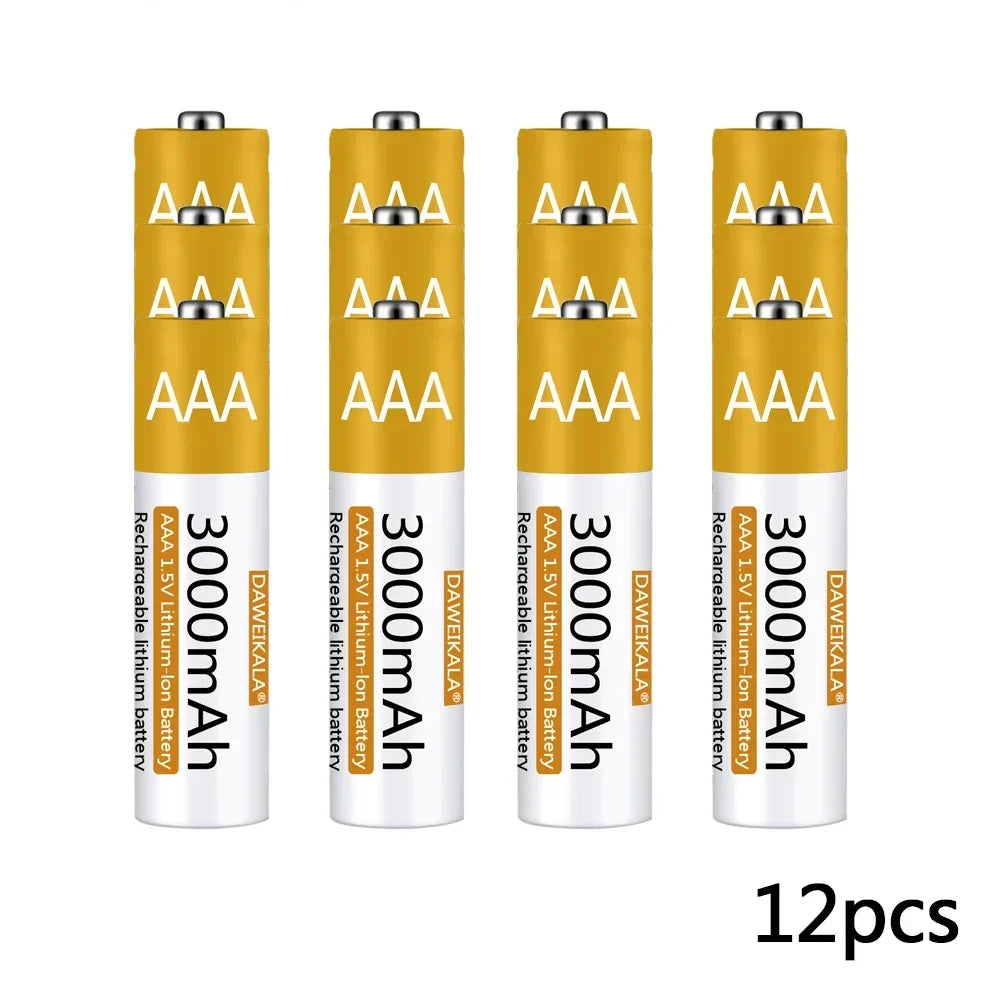 Rechargeable Lithium-ion Battery 3000mAh 1.5V AAA Battery for remote control mouse small fan Electric toy