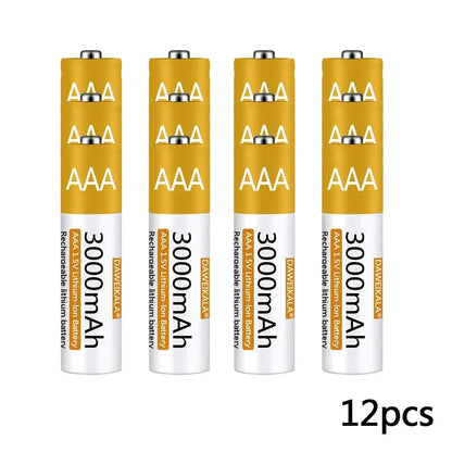 Rechargeable Lithium-ion Battery 3000mAh 1.5V AAA Battery for remote control mouse small fan Electric toy
