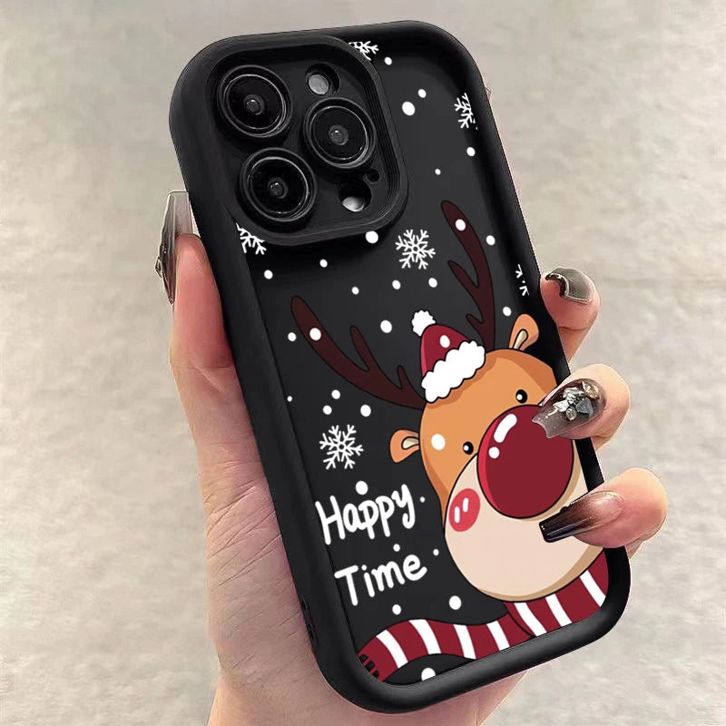 Christmas Deer Tree Graphic Phone Case For iPhone 17 16 15 Pro Max Plus 14 13 12 11 Pro Max Air XS X XR 7 8 Plus SE2 Soft Cover