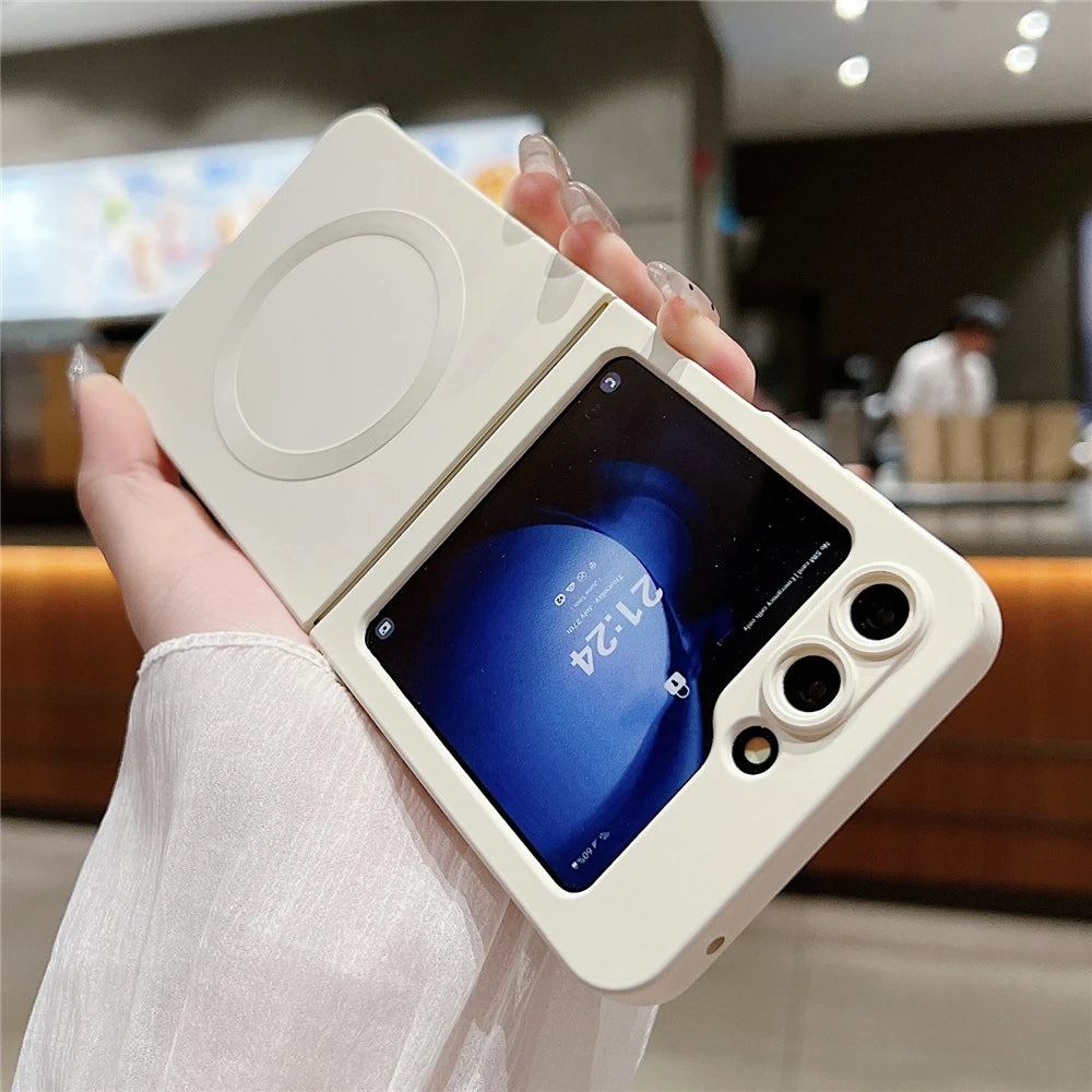 Liquid Silicone Magnetic Case For Samsung Galaxy Z Flip 7 6 5 4 3 Wireless Charging Shockproof Protection Soft Cover For ZFlip6