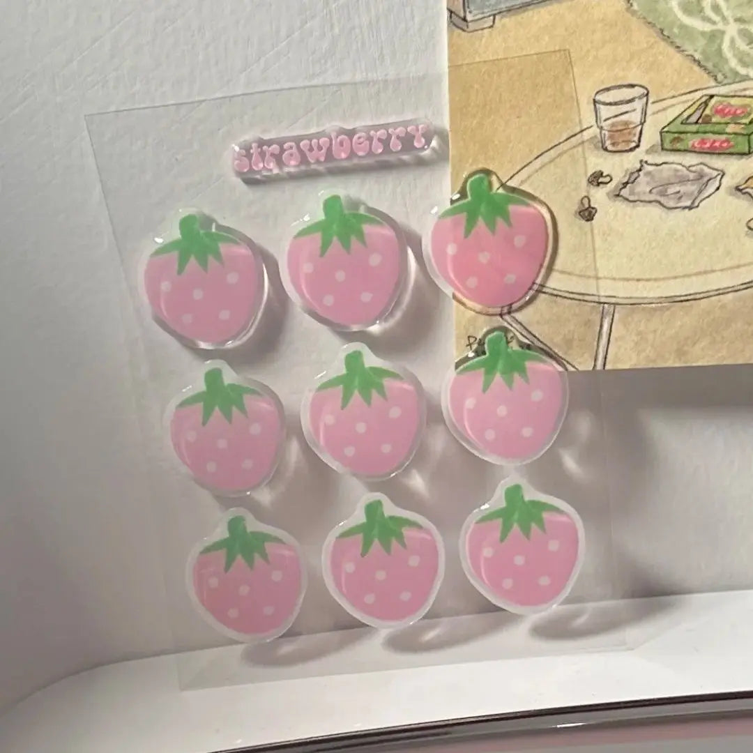 1pcs DIY Kawaii 3D Strawberry Tomato Resin Stickers for Scrapbooking Journal Phone Case Tablet Decor Sewing Crafts Stickers