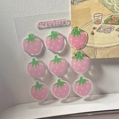1pcs DIY Kawaii 3D Strawberry Tomato Resin Stickers for Scrapbooking Journal Phone Case Tablet Decor Sewing Crafts Stickers