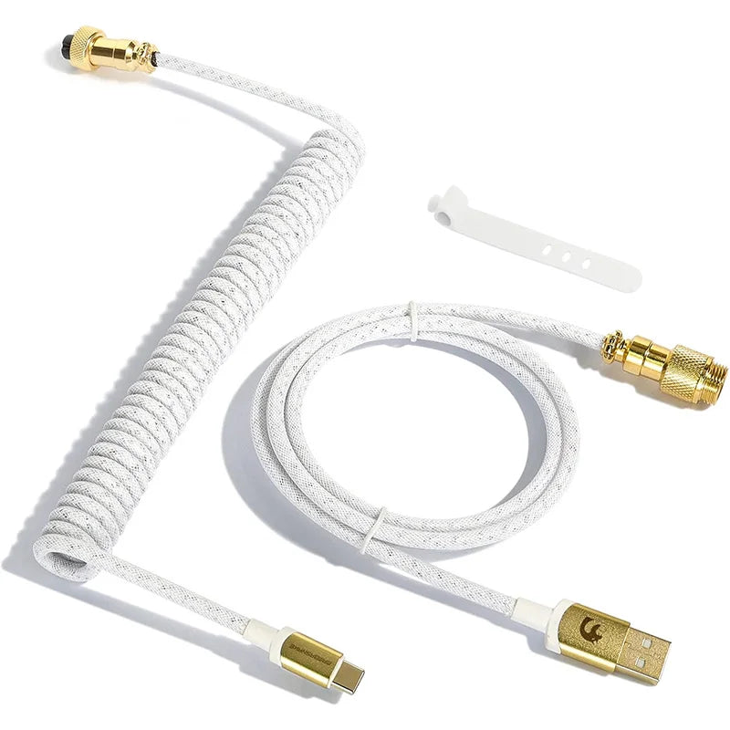 ATTACK SHARK * MAMBASNAKE C03 Coiled USB C Cable for Gaming Keyboard, Nylon Braided Mechanical Keyboard Cable, Double-Sleeved