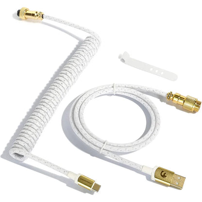 ATTACK SHARK * MAMBASNAKE C03 Coiled USB C Cable for Gaming Keyboard, Nylon Braided Mechanical Keyboard Cable, Double-Sleeved