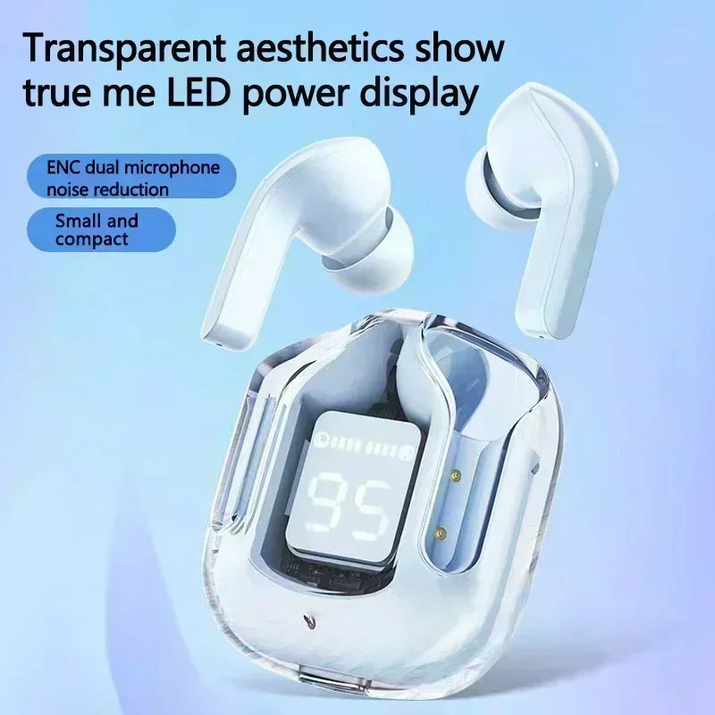 TWS Wireless Transparent Headphones Bluetooth Headset ENC Power Digital Display Stereo Sound Earphones for All Smartphones