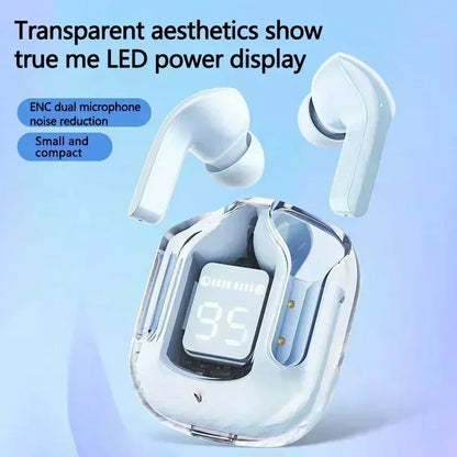 TWS Wireless Transparent Headphones Bluetooth Headset ENC Power Digital Display Stereo Sound Earphones for All Smartphones