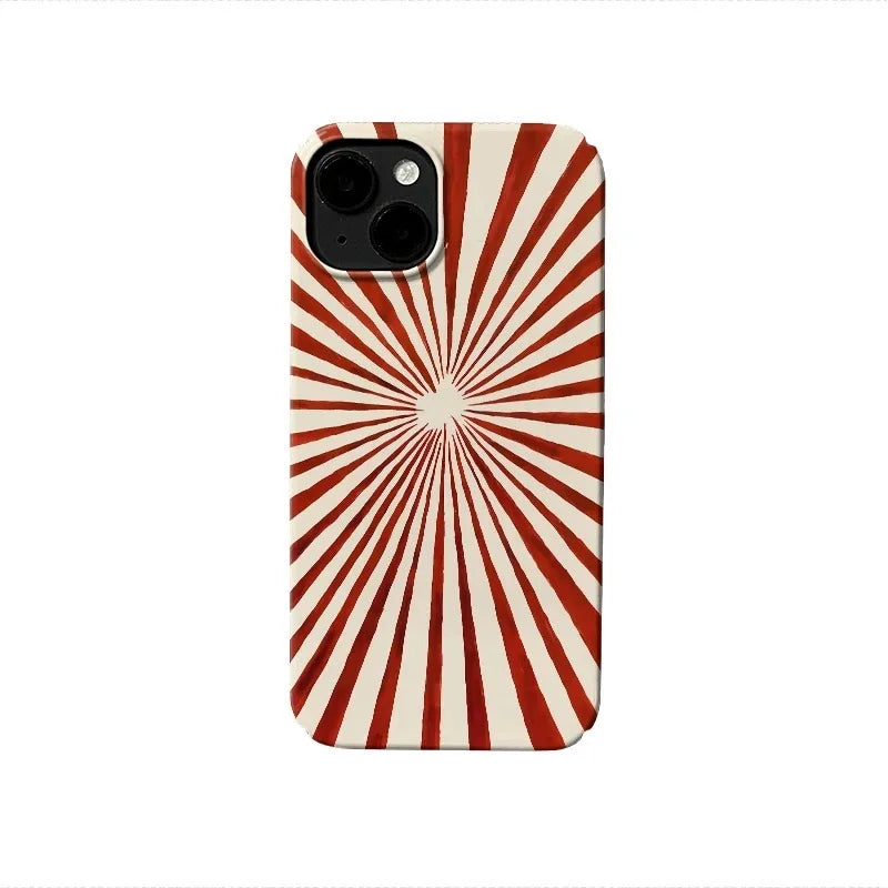 Korean Red Irregular Radiation Phone Case for IPHONE 17 Air 16E 15 PROMAX 14 Plus 13 12 MINI 11 16Plus XR Acrylic Phone Cover
