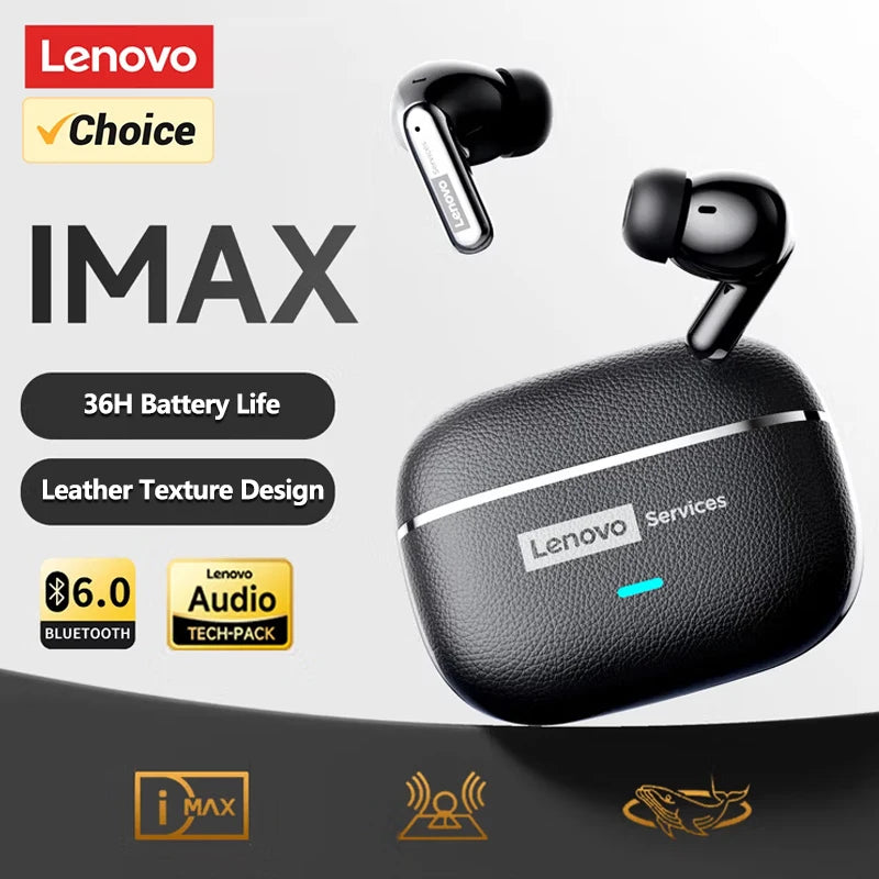 Choice Lenovo LE208 Wireless Earphones Bluetooth V6.0 HIFI Headphone Leather Texture Gaming Headset with Mic Music Earbuds