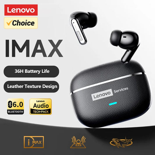 Choice Lenovo LE208 Wireless Earphones Bluetooth V6.0 HIFI Headphone Leather Texture Gaming Headset with Mic Music Earbuds