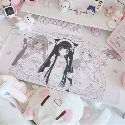 Lovely Cartoon Anime Girl Placemat Handmade Placemat Mouse Pad Table Mat Cute Pink Gift Computer Keyboard Non slip Mouse Pad