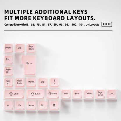 Crystal Jelly Side Front Printed Keycaps for Mechanical Keyboard 60 75 80 100 Layout Key Caps Korean Japanese Русский Arabic