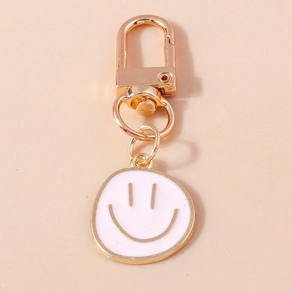 Aihua Irregular Round Smile Face Keychain for Women Key Ring Gift Fashion Cartoon Bag Airpods Box Car Phone Accessories Jewelry