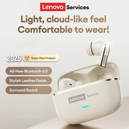 Choice Lenovo LE208 Wireless Earphones Bluetooth V6.0 HIFI Headphone Leather Texture Gaming Headset with Mic Music Earbuds