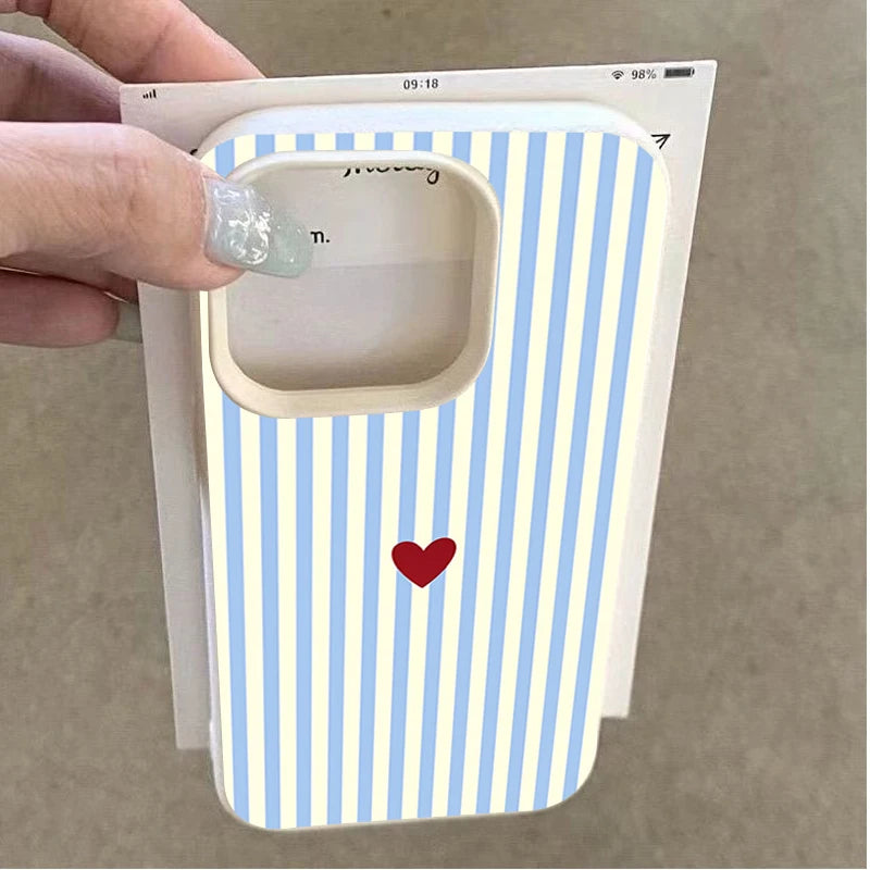 INS Cute Small Love Heart Pattern Fresh Phone Case For iPhone 17 16 15 14 Pro Max 13 12 11 XS X XR 7 8 Plus 16E 17E 17 Air Cover