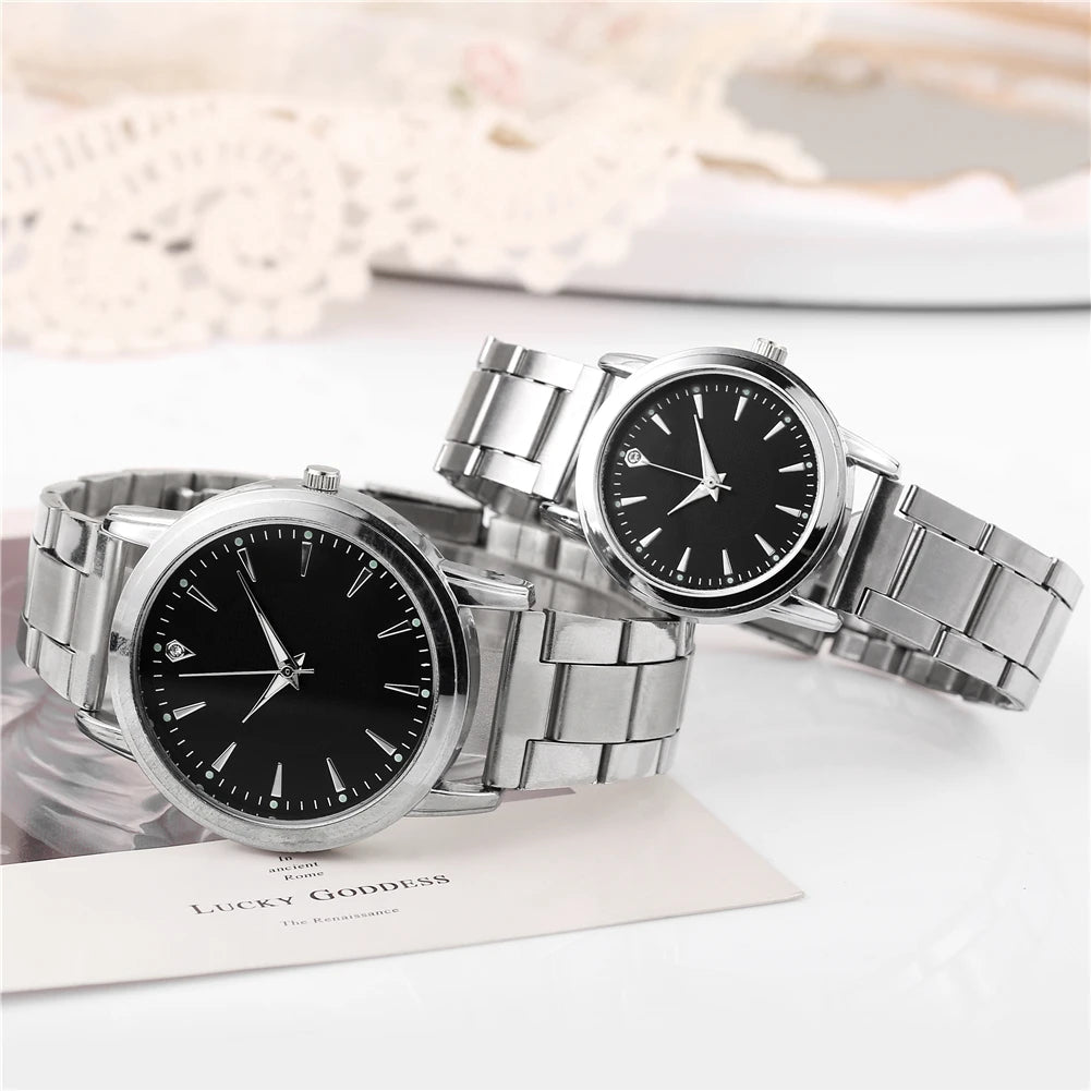 2PCS Couple's Watches Men Business Watch Fashion Analog Women Quartz Watch (Without Box)