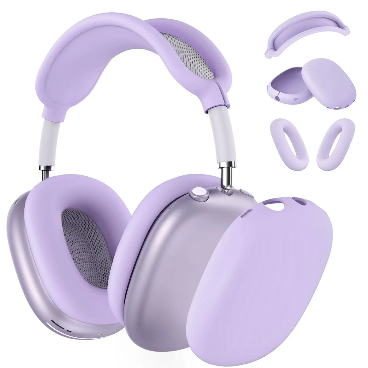 4 in 1 Silicone Case Cover for AirPods Max Headphones, Ear Pad Case Cover/Ear Cups Cover/Headband Cover for AirPod Max -Black