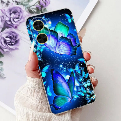 For Cover Xiaomi Redmi A5 4G / Poco C71 Phone Case Colorful Flower Butterfly Love Heart Lxuru Women Fashion Soft Clear Silicone
