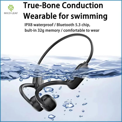 Bone Conduction Earphones Bluetooth Wireless IPX8 Waterproof MP3 Player Hifi Ear-hook Headphone With Mic Headset For Swimming