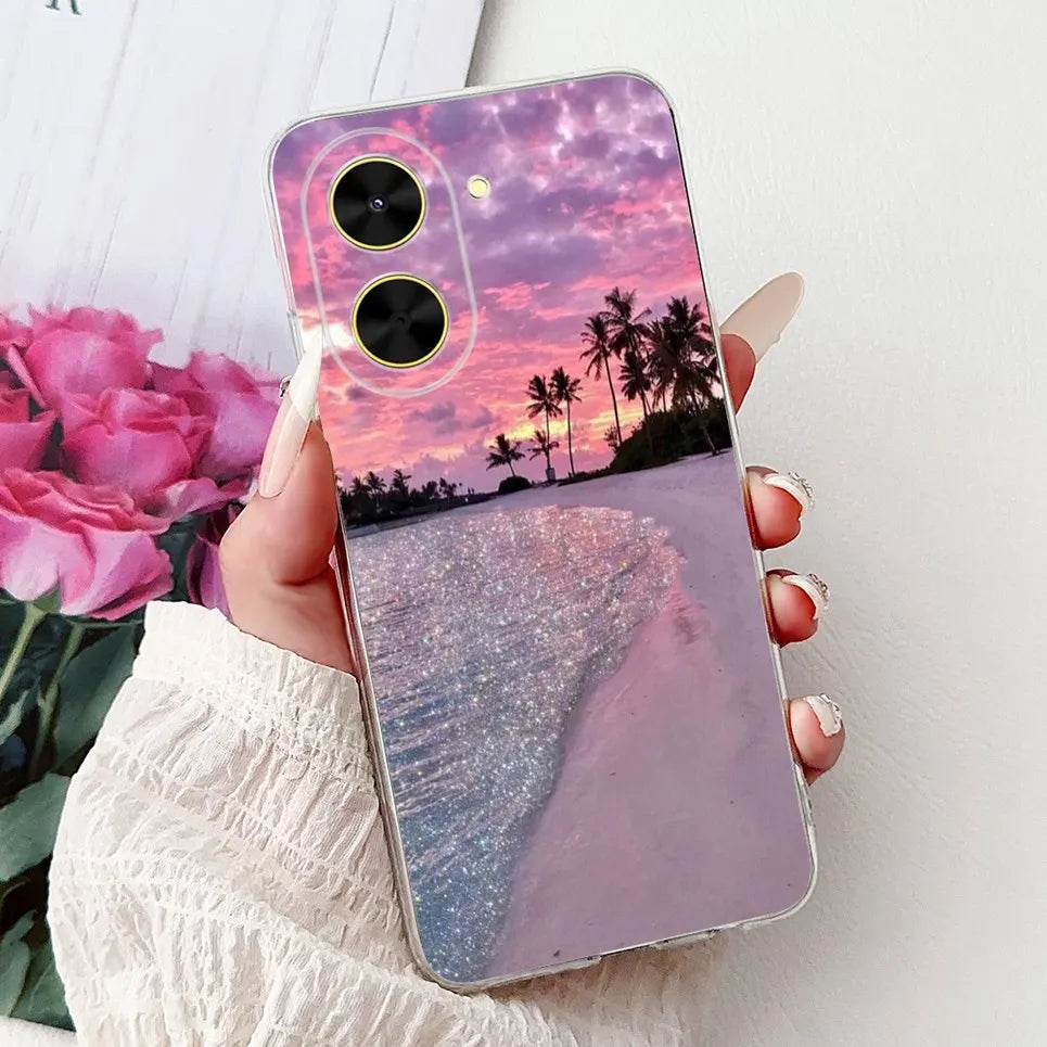 For Cover Xiaomi Redmi A5 4G / Poco C71 Phone Case Colorful Flower Butterfly Love Heart Lxuru Women Fashion Soft Clear Silicone