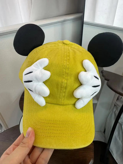 Cute Cartoon Mouse Ear Baseball Caps Adjustable Snapback Hat Outdoor Sports Travel Sun Hat with Curved Brim for Adult Teens