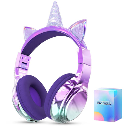 Cat Ear Wireless Headphones for Girls Kids Bluetooth Headphones Safe Volume 74/85/94dB Foldable Children's Headset For Travel