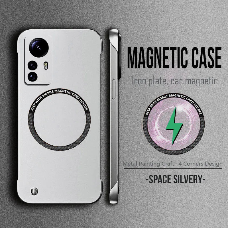 Magnetic Metal Paint Thin Frameless Phone Case For XIAOMI 17 Pro Max 15 Ultra 15T 14 14T 13 13T 12 11 11T Pro Protective Cover