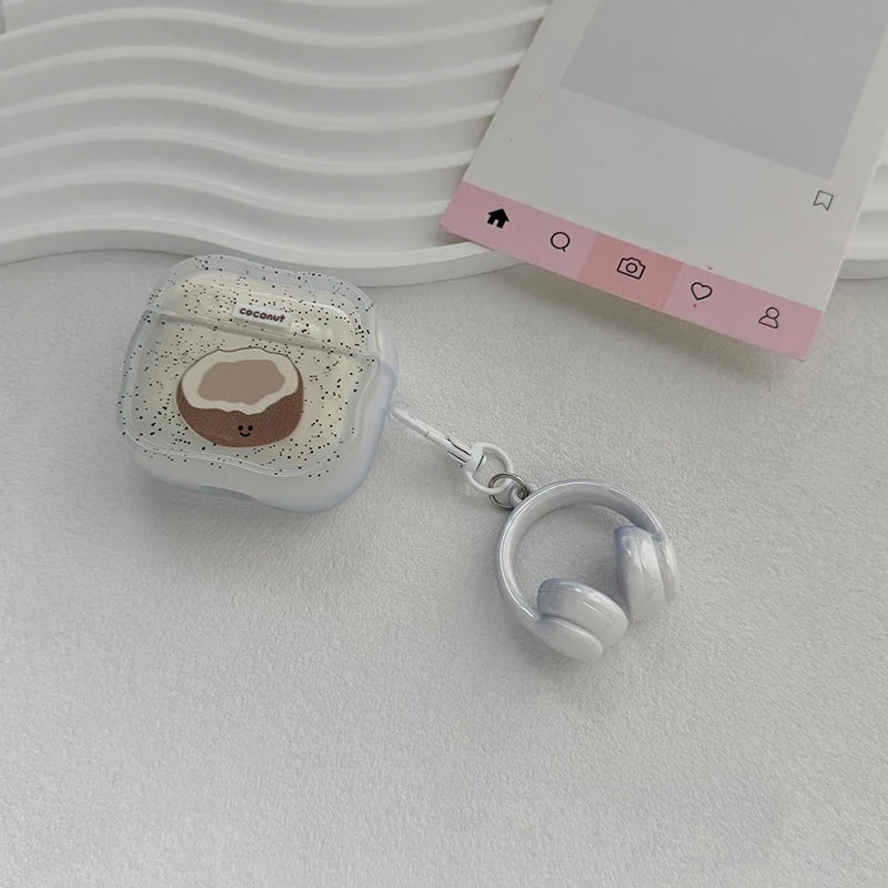 1PC Cute Creative 3D Earphones Pendant Keychain Mobile Phone Chain Earphone Charm Backpack Hanging Decoration Accessories Gifts
