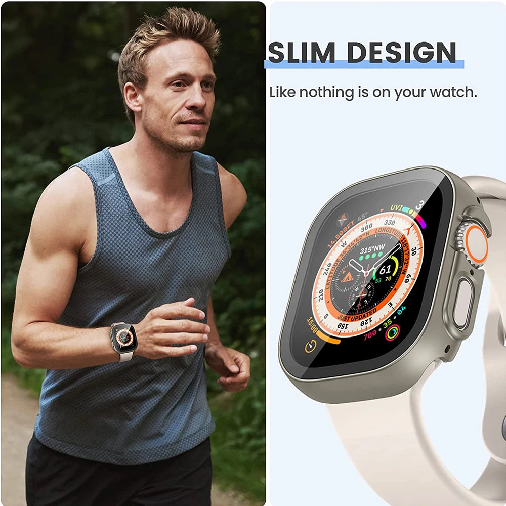 Glass+case For Apple Watch Ultra 49mm strap smartwatch PC Bumper+Screen Protector Tempered Cover iwatch series band Accessories
