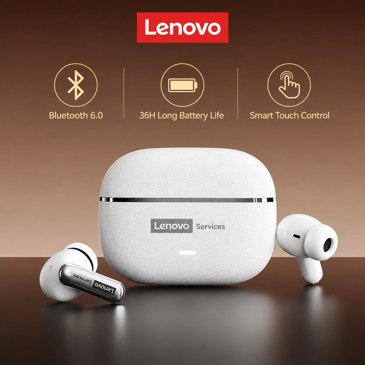 Choice Lenovo LE208 Wireless Earphones Bluetooth V6.0 HIFI Headphone Leather Texture Gaming Headset with Mic Music Earbuds
