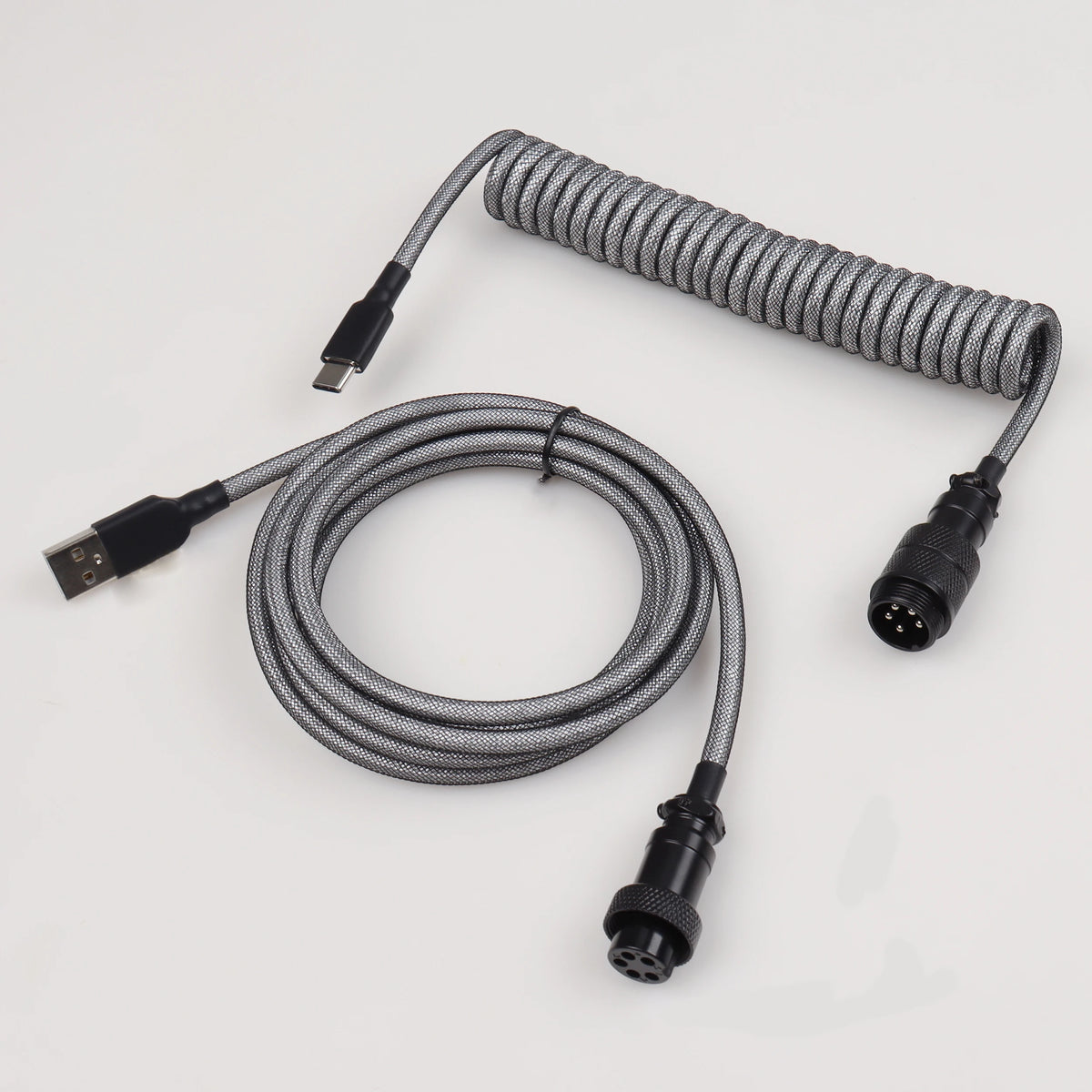 LANO Custom Paracord Coiled Mechanical Keyboard Type C Data Spring Cable GX16 Aviator Coil Spiral Usb C for Gaming Coiled Cable