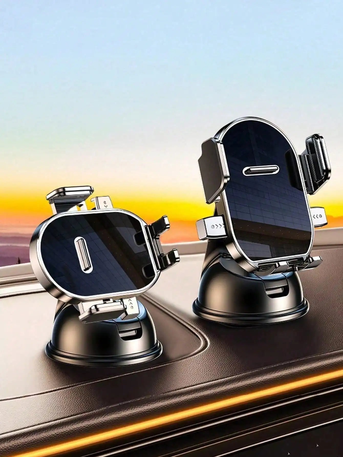 360° Rotating Dashboard Car Phone Holder - Suction Cup Base, Auto Lock, Shockproof, Universal Navigation Mount