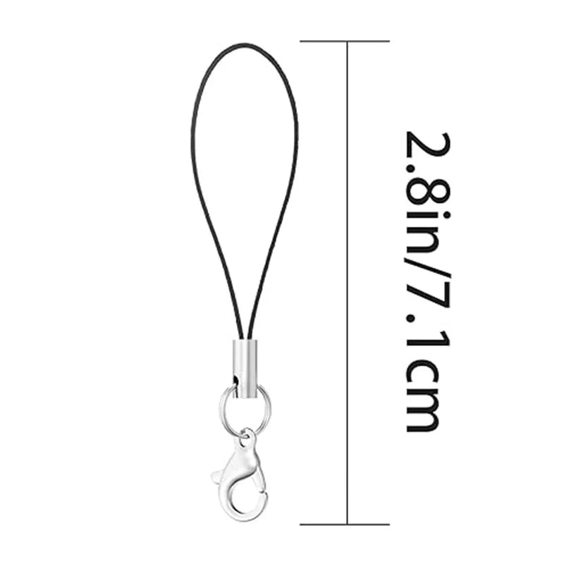50PCS Black Nylon Strap Charms Set Durable Lanyard Cords with Lobster Clasp | Anti-Fray Adjustable Keychain Mobile Bag Straps