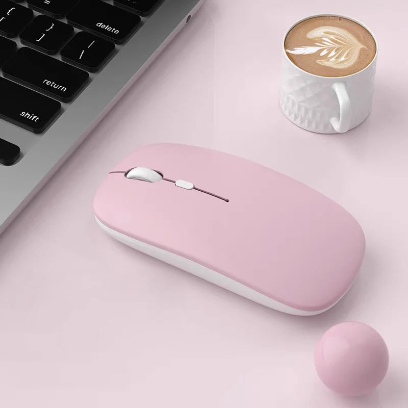Slim Portable Office Mouse Wireless Bluetooth-Compatible 5.0 Silent Ergonomic BT Wireless Mice for Macbook Laptop iPad Tablet