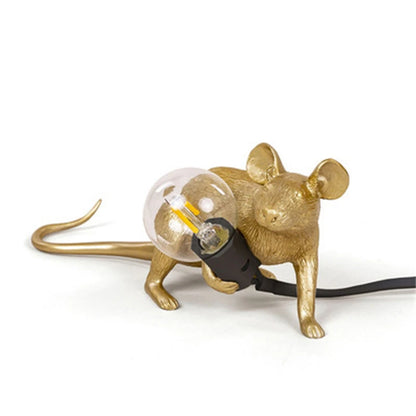 Modern Resin Animal LED Table Lamp - Mouse Cat Squirrel Design Night Light Desk Lighting Fixture for Home Decor