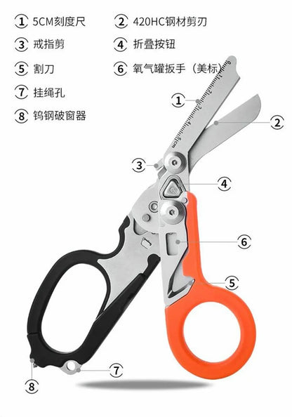Multifunctional Emergency Rescue Shears With Strap Cutter Glass Breaker Outdoor Survival Emergency Response Tool