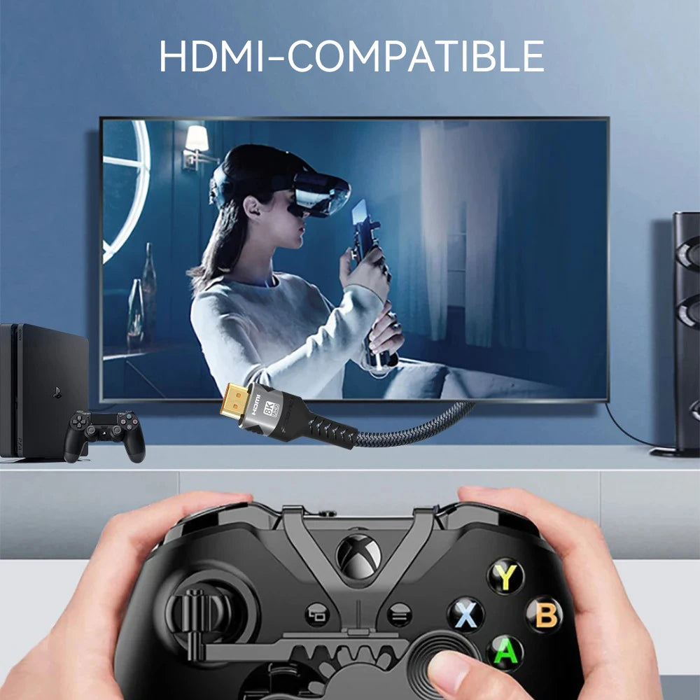 8K HDMI-Compatible Cable 4K@120Hz 8K@60Hz HDMI 2.1 Cable 48Gbps Adapter For RTX 3080 eARC HDR Video Cable PC Laptop TV box PS5