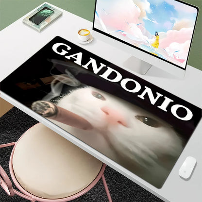 Large Funny Cat Emoticon M-Meme Mouse Pad Desk Mat Large Non-slip Anti-fray Keyboard Ergonomic Office Rubber PC Home Custom