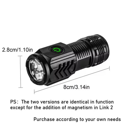 Three-eyed monster LED flashlight, a must-have for night travel, portable, high brightness, strobe lighting