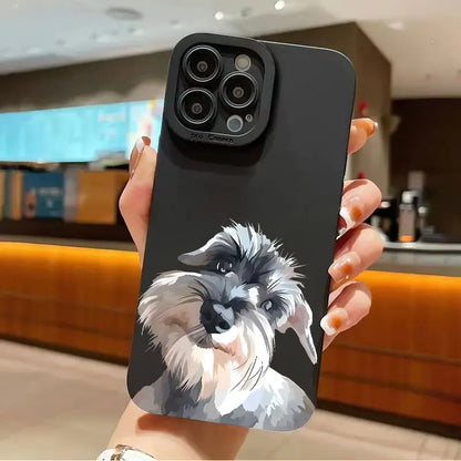 Cute Schnauzer Dog Pattern Phone Case For iPhone 17 16 15 14 11 Pro Max 12 13 Mini X XS XR 16e Shockproof Soft Silicone Cover