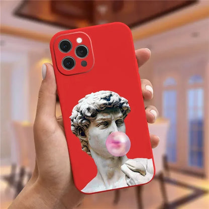 Art Fresco Michelangelo Creation of Adam Phone Case For iPhone 16 14 13 11 12 15 Pro Max Mini XR SE3 15 Plus David Lines Covers