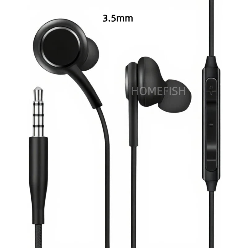 HOMEFISH USB-C Wired Earbuds In-Ear Headphones with Mic HiFi Stereo Sound Tangle-Free Braided Cable Type-c,3.5mm 2skus