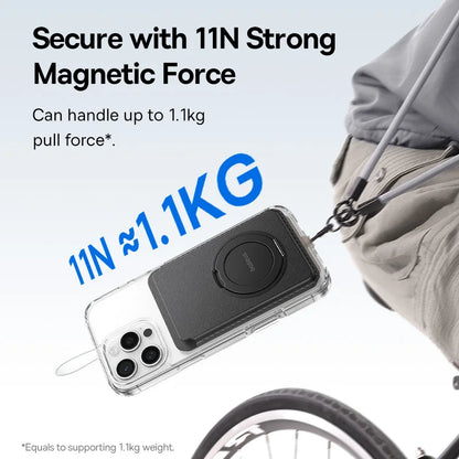 Baseus Magnetic Wallet Card Holder for iPhone 17 MagSafe PU Leather Phone Case with 360° Rotating Stand Bank ID Card Cover Case