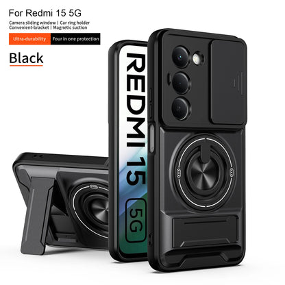 For Xiaomi Redmi 15 Case Redmi 15 4G 5G Cover Phone Case Magsafe Magnetic Fold Holder Military Armor Camera Protection Cover