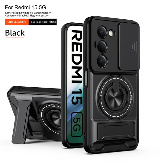 For Xiaomi Redmi 15 Case Redmi 15 4G 5G Cover Phone Case Magsafe Magnetic Fold Holder Military Armor Camera Protection Cover