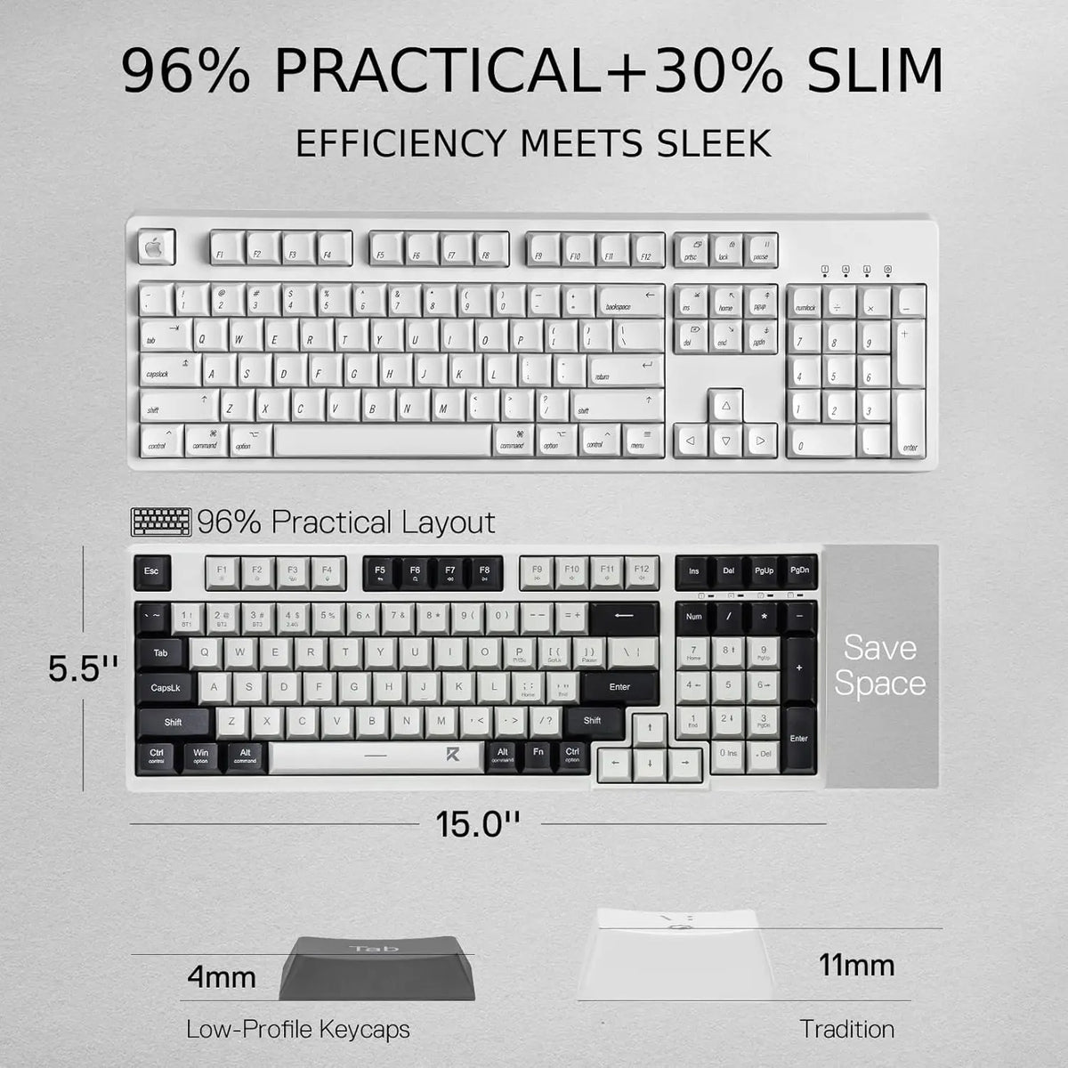 2.4G BT Wireless Computer 98 Keys Slim