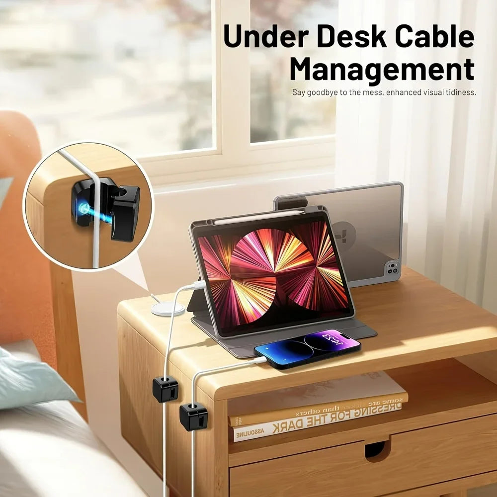 1/3/6/12PCS Magnetic Cable Organizer Clip Cord Holder Adhesive Wire Keeper Organizer for Home Office Under Desk Management