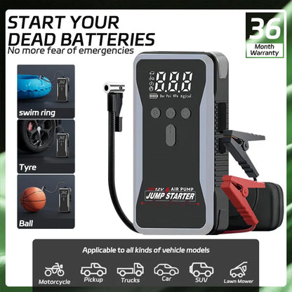 New 1000A Car Jump Starter Power Bank Portable 150PSI Air Pump Car Battery Emergency Boosters 12V Starting Device Car Starter